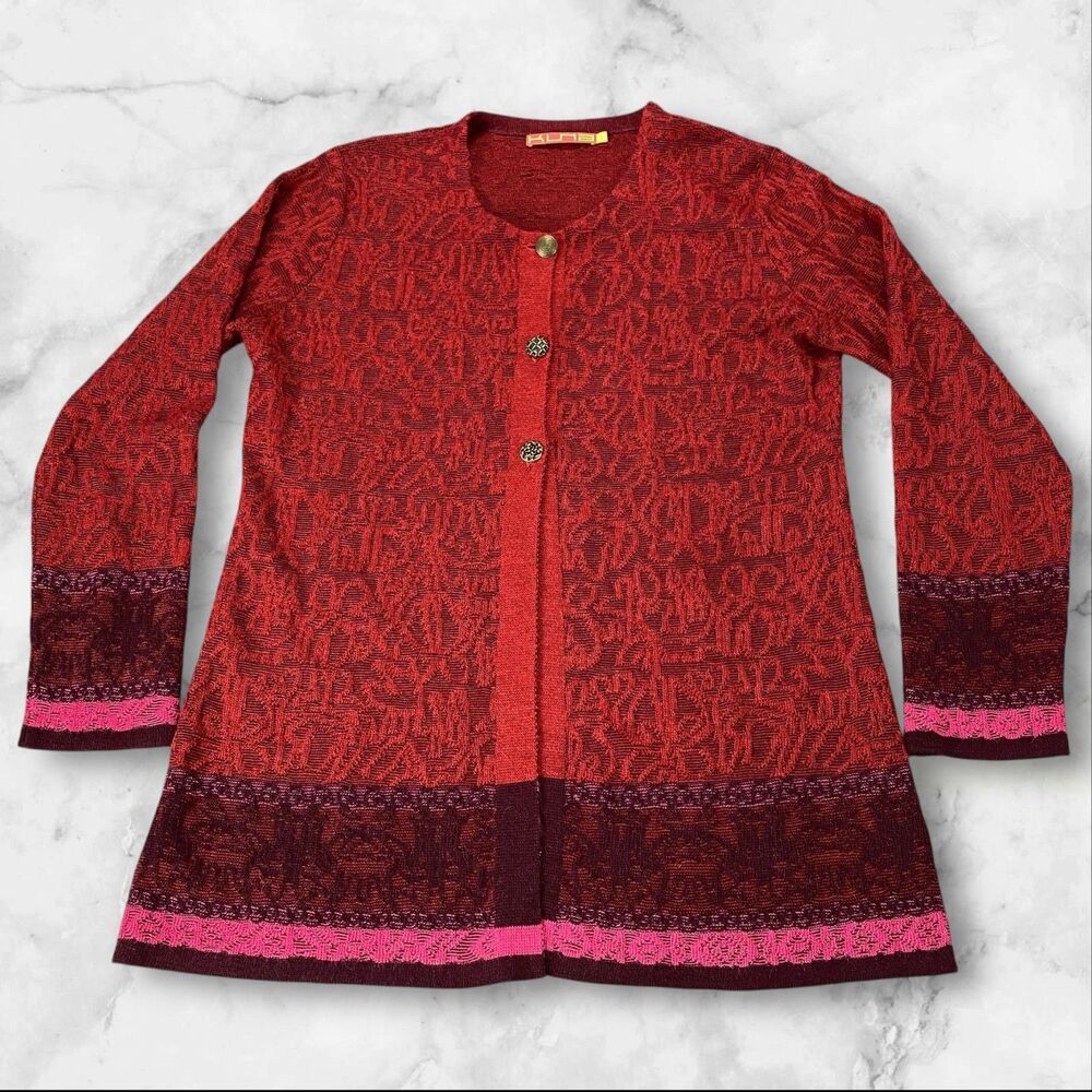 Kuna 100% Baby Alpaca Multicolor Womens Large Sweater Button